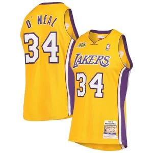 Shaquille Premium O'Neal Los Angeles Lakers 2000 NBA Finals Hardwood Classics Authentic Jersey Gold