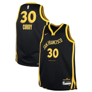 Stephen Curry Golden Elegant State Warriors Nike Youth Swingman Replica Jersey City Edition Black
