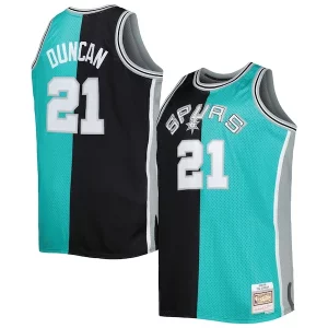 Tim Duncan San Antonio Spurs Big Premium & Tall Hardwood Classics 1998/99 Split Swingman Jersey Black/Teal