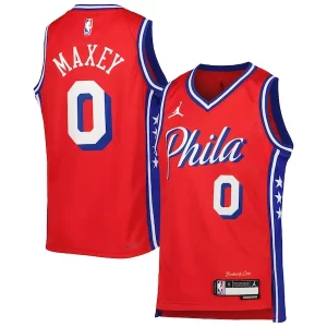 Tyrese Maxey Philadelphia Premium 76ers Jordan Brand Youth Swingman Jersey Statement Edition Red