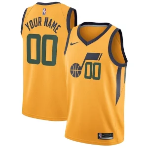 Utah Jazz Nike Swingman Custom Jersey Statement Elegant Edition Gold