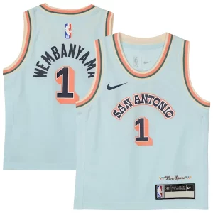 Victor Wembanyama San Antonio Eye - catching Spurs Nike Preschool 2024/25 Swingman Player Jersey City Edition Light Blue