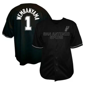 Victor Wembanyama San Antonio Spurs Profile Big & Tall Name & Number Button Up Elegant Jersey Black